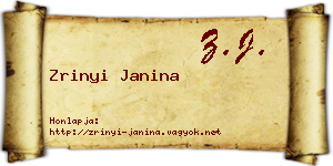 Zrinyi Janina névjegykártya